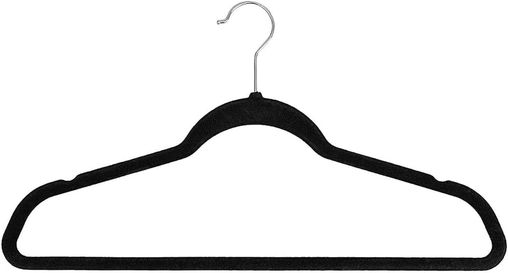 RagaBasics, Set de 50 Ganchos Metalicos Cubiertos con Terciopelo, Perchas de Alta Calidad, Gancho con Rotacion 360°, Ganchos Antideslizantes y Resistentes (Negro)