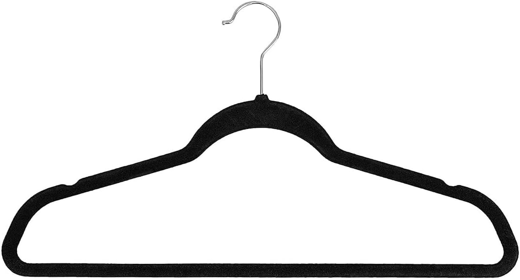 RagaBasics, Set de 50 Ganchos Metalicos Cubiertos con Terciopelo, Perchas de Alta Calidad, Gancho con Rotacion 360°, Ganchos Antideslizantes y Resistentes (Negro)