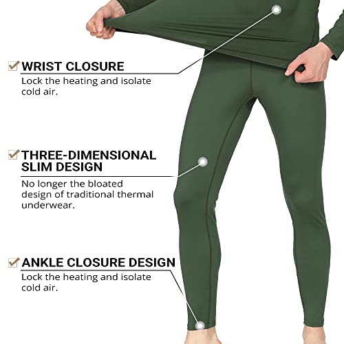 HEROBIKER - Ropa interior térmica ajustada de manga larga para hombres, esquí, invierno, caza, cálido, forro polar, conjunto de camiseta y pantalón