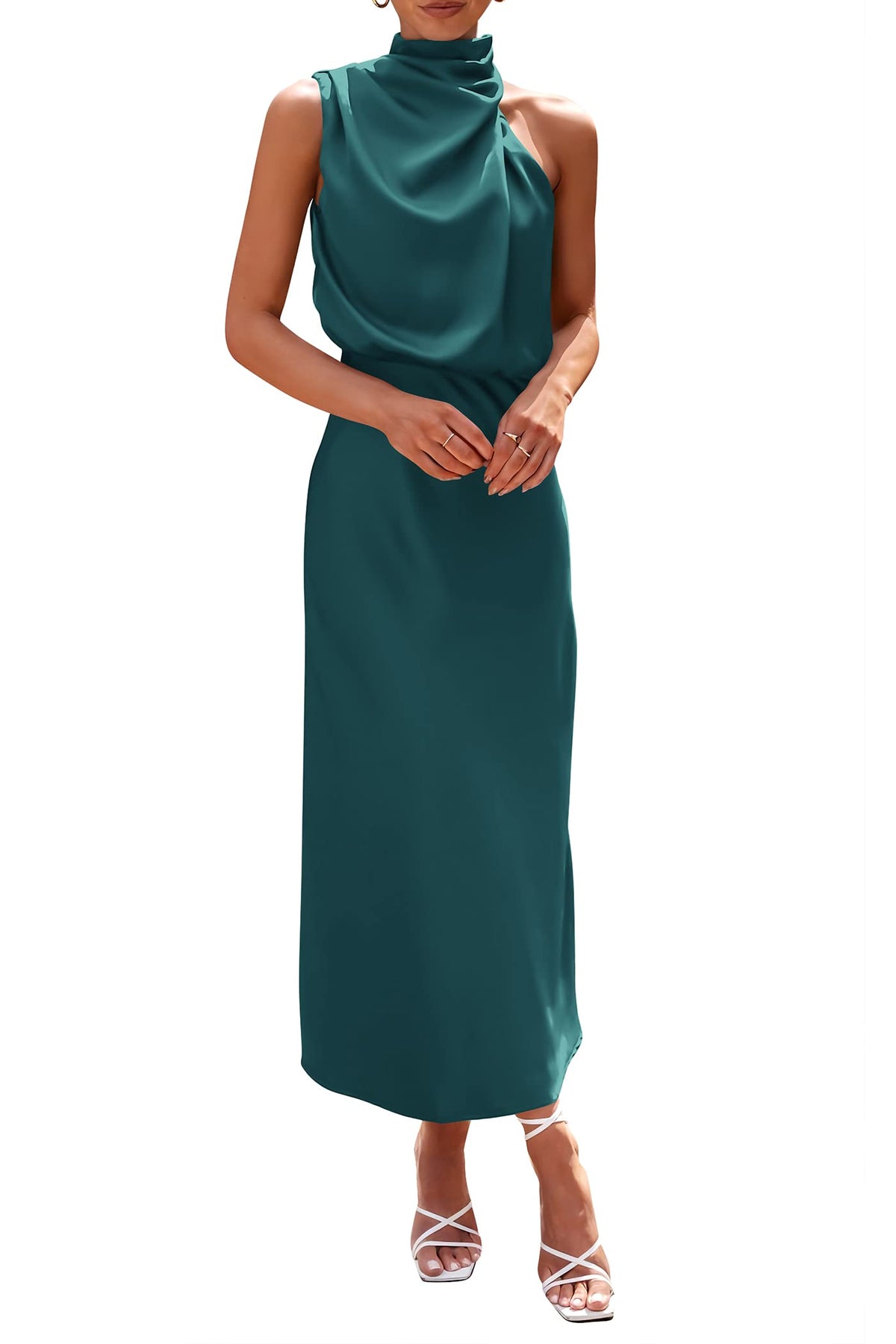 PRETTYGARDEN Vestido Largo De Satén De Cóctel Veraniego para Mujer