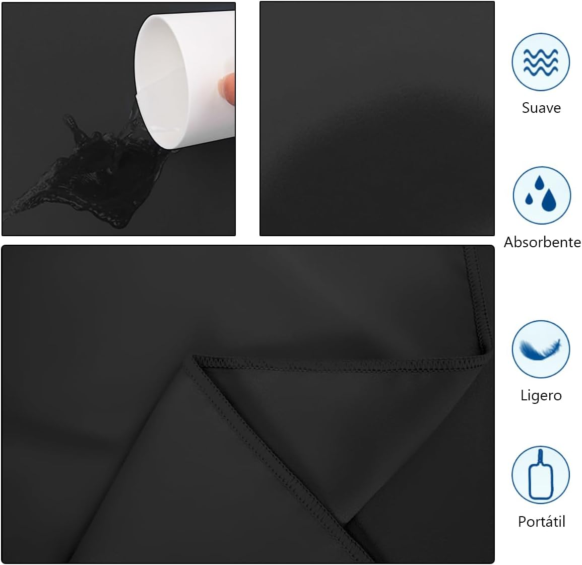 DQST Toalla Microfibra Secado Rápido 3 Pack, Toalla de Viaje Portatil