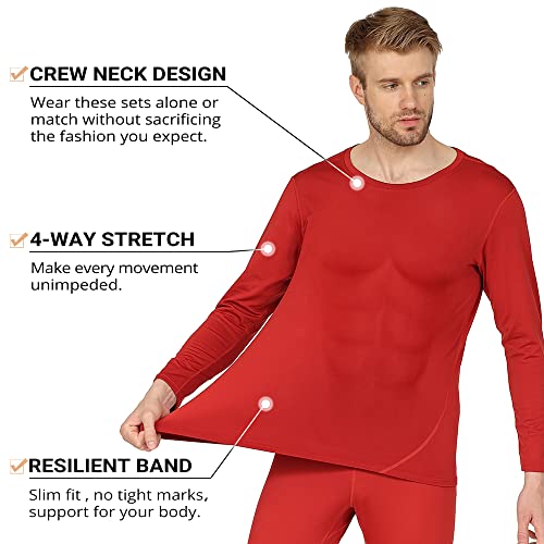 HEROBIKER - Ropa interior térmica ajustada de manga larga para hombres, esquí, invierno, caza, cálido, forro polar, conjunto de camiseta y pantalón