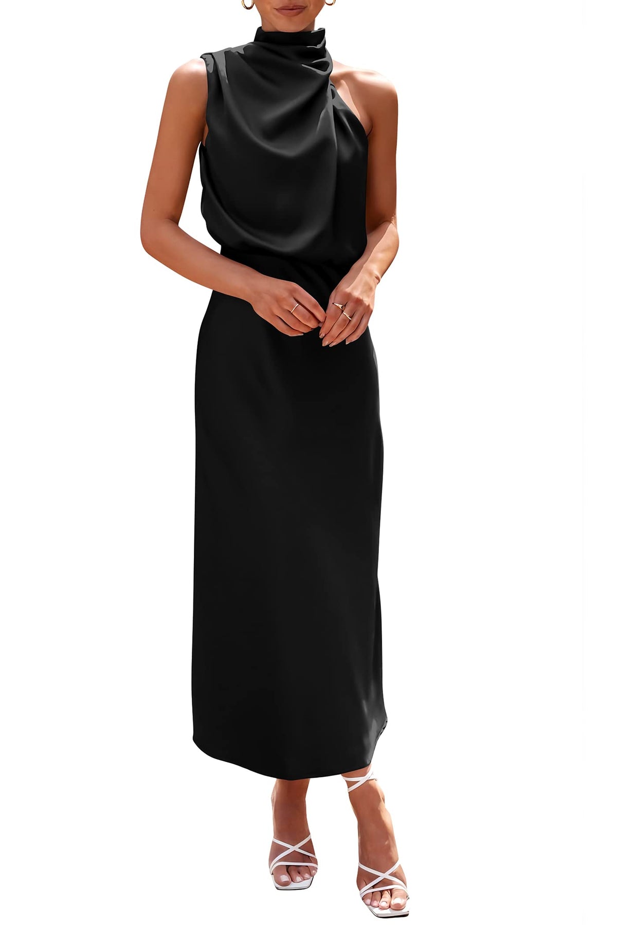 PRETTYGARDEN Vestido Largo De Satén De Cóctel Veraniego para Mujer