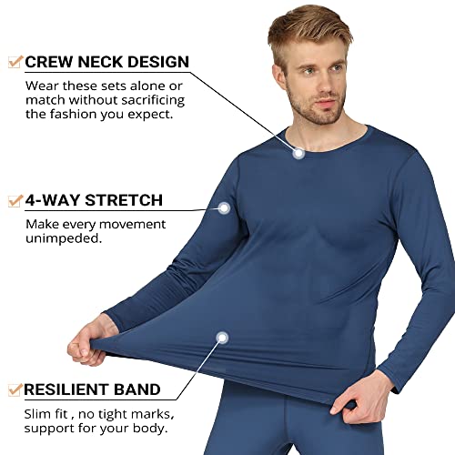 HEROBIKER - Ropa interior térmica ajustada de manga larga para hombres, esquí, invierno, caza, cálido, forro polar, conjunto de camiseta y pantalón