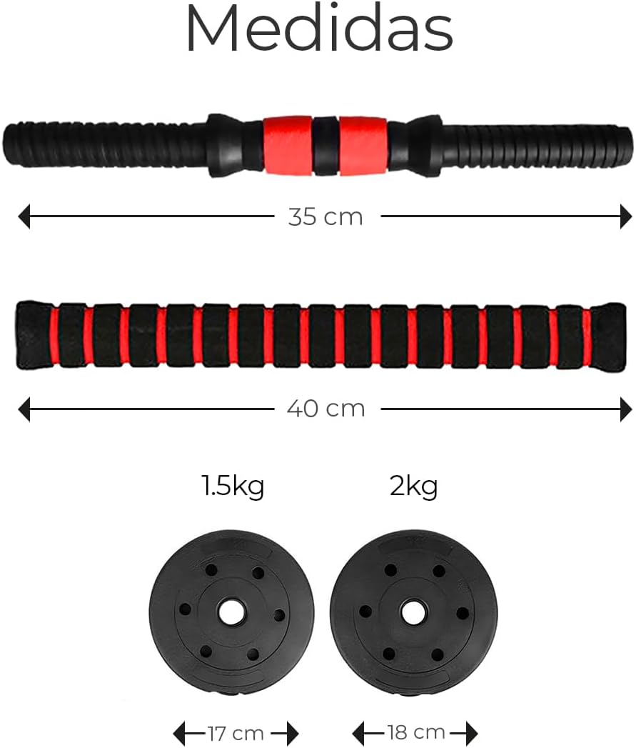 Kit de Pesas Ajustables 3 en 1 Raganet – Mancuernas + Barra | Incluye Guantes de Gym
