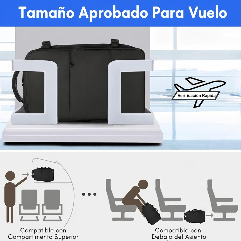 Mochila de viaje Taygeer de 35L, 10 kg para avión, para hombre y mujer, negra