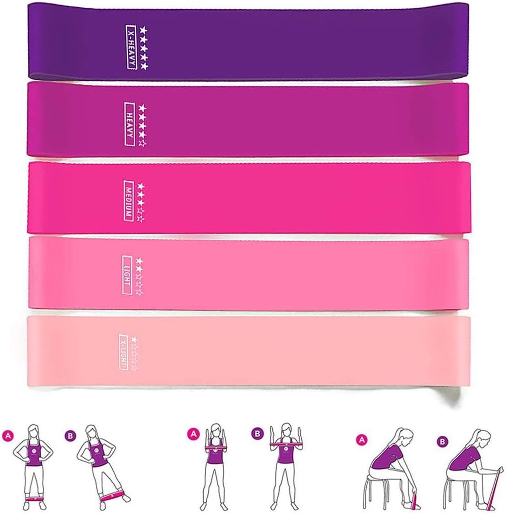 Bandas De Resistencia Elásticas con 5 Niveles Ejercicios Cintas Elasticas Fitness de Látex Natural, Bandas Elasticas Musculacion para para Yoga, Pilates, Crossfit, Estiramientos