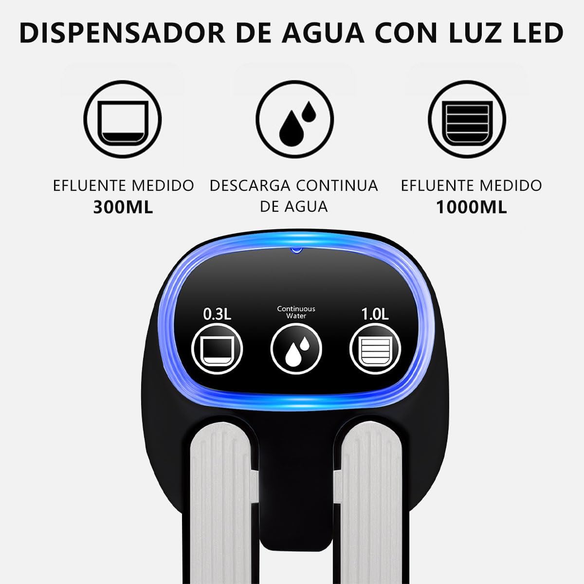 Dispensador de Agua Garrafón Plegable con 3 Modos y Luz LED, Bomba de Agua de Inalámbrica Recargable Portátil, Despachador de Agua Automático Rápido para Botellas de Galón de 4.5L a 20L