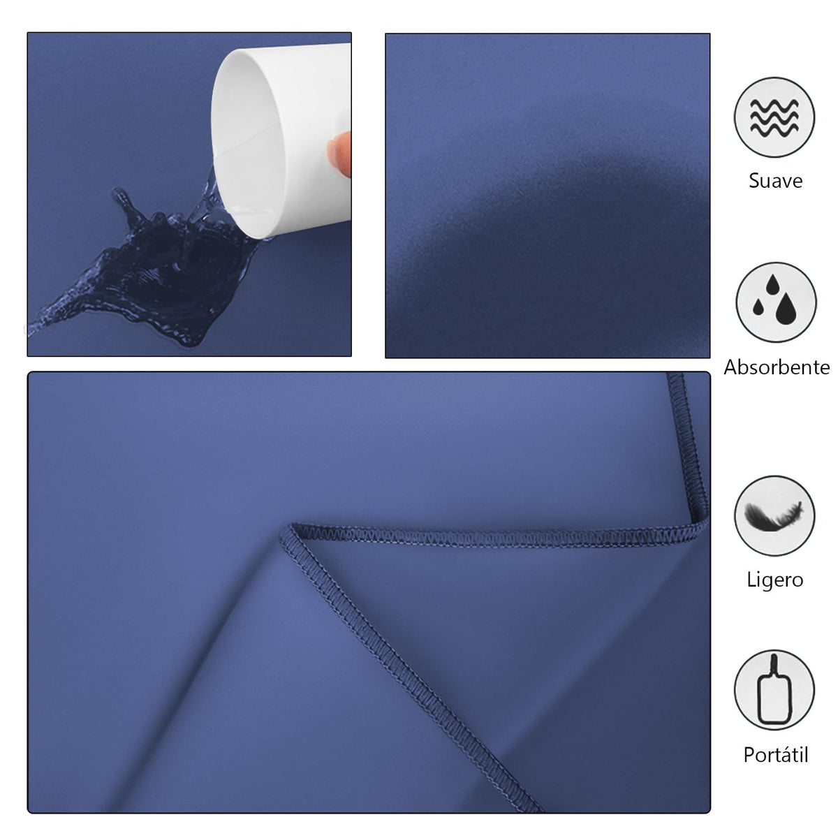 DQST Toalla Microfibra Secado Rápido 3 Pack, Toalla de Viaje Portatil
