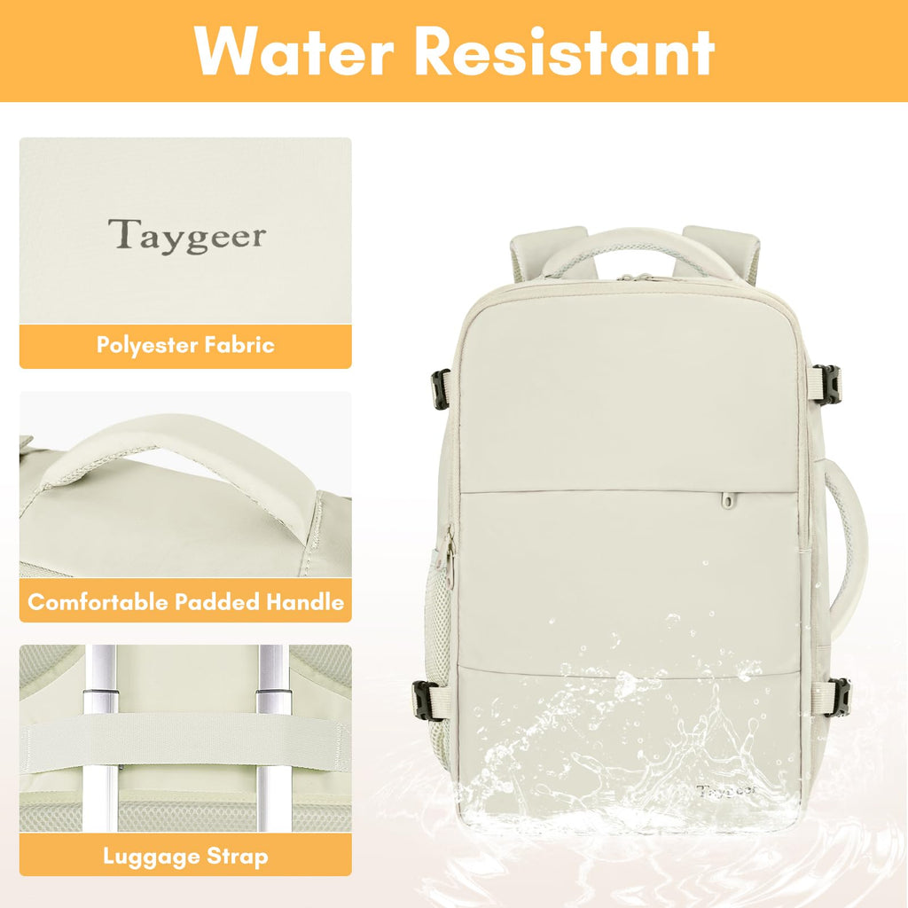 Mochila de viaje Taygeer de 35L, 10 kg para avión, para hombre y mujer, negra