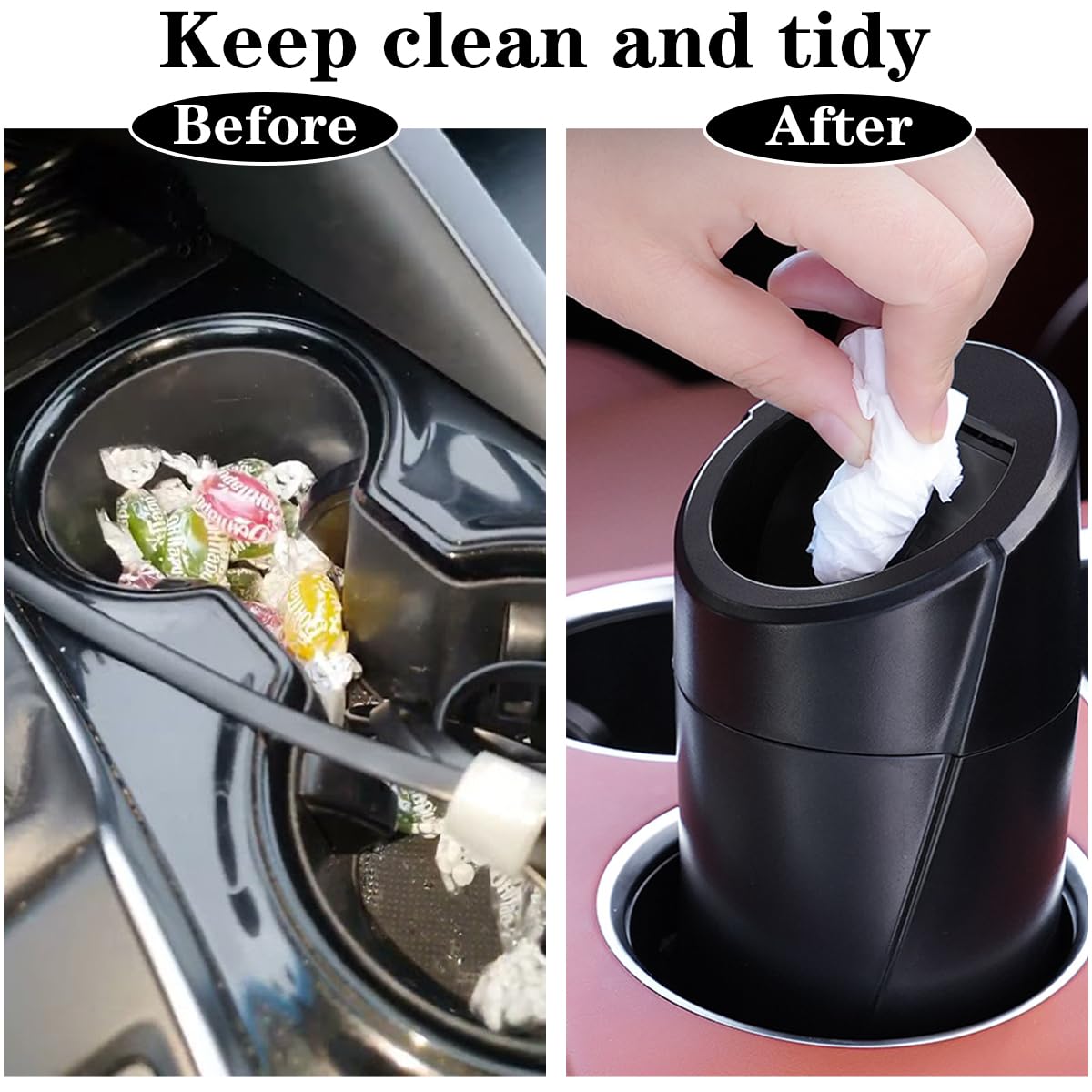 🚗 Bote de Basura para Coche con Tapa — Antiderrames + 20 Bolsas Incluidas