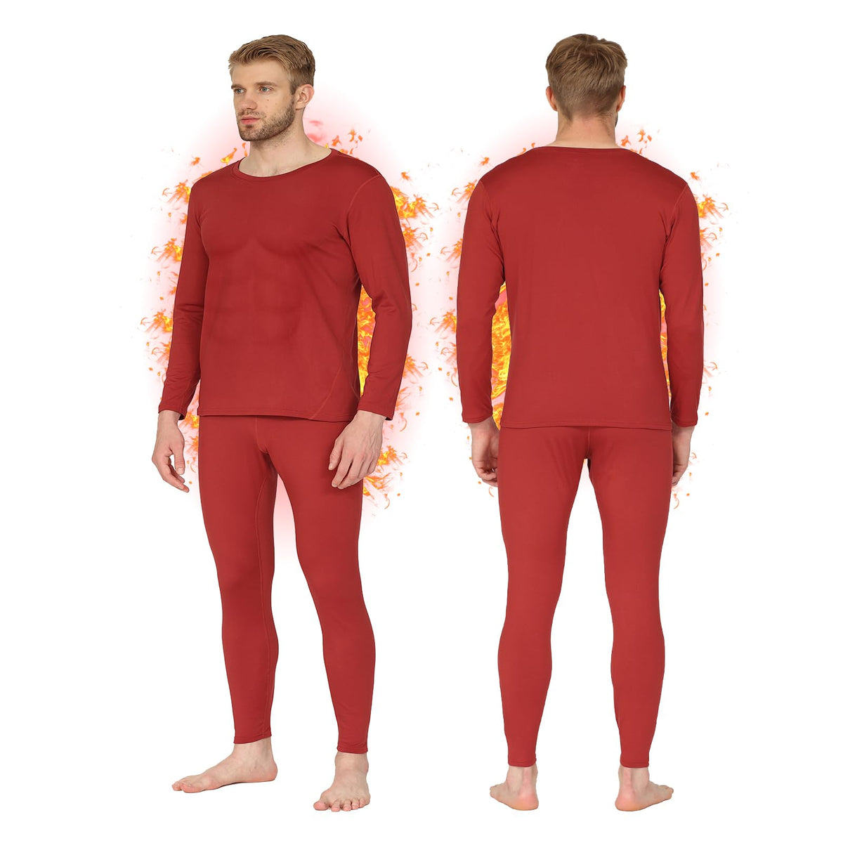 HEROBIKER - Ropa interior térmica ajustada de manga larga para hombres, esquí, invierno, caza, cálido, forro polar, conjunto de camiseta y pantalón