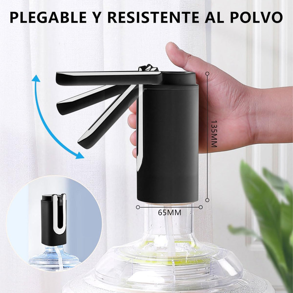 Dispensador de Agua Garrafón Plegable con 3 Modos y Luz LED, Bomba de Agua de Inalámbrica Recargable Portátil, Despachador de Agua Automático Rápido para Botellas de Galón de 4.5L a 20L