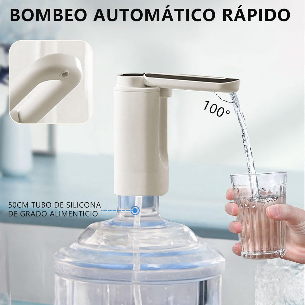 Dispensador de Agua Garrafón Plegable con 3 Modos y Luz LED, Bomba de Agua de Inalámbrica Recargable Portátil, Despachador de Agua Automático Rápido para Botellas de Galón de 4.5L a 20L