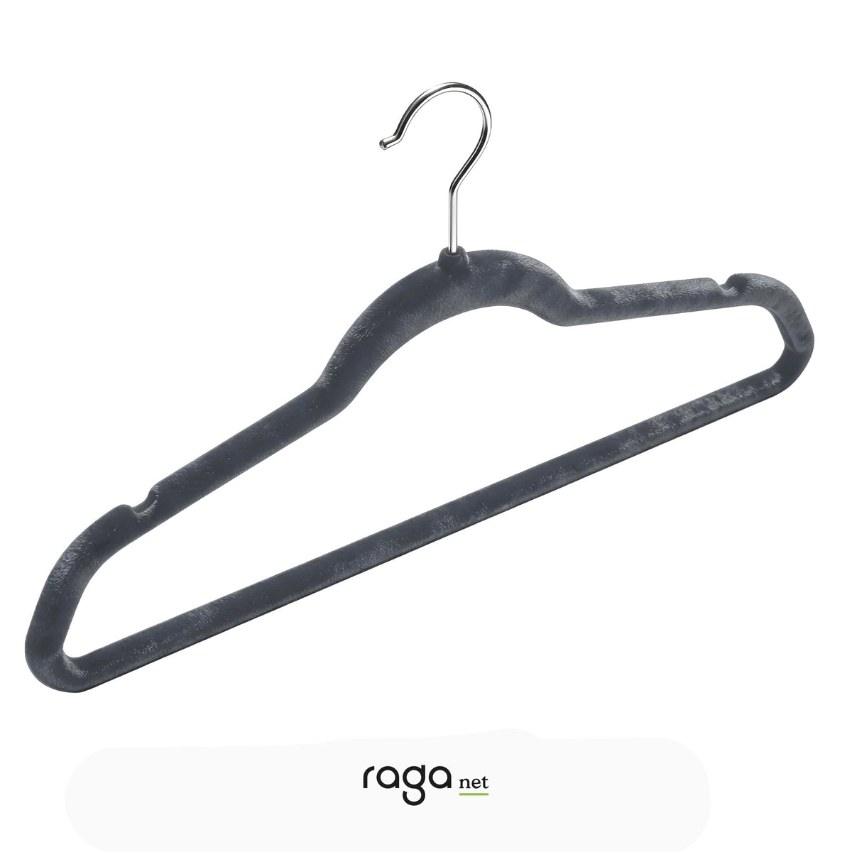 RagaBasics, Set de 50 Ganchos Metalicos Cubiertos con Terciopelo, Perchas de Alta Calidad, Gancho con Rotacion 360°, Ganchos Antideslizantes y Resistentes (Negro)