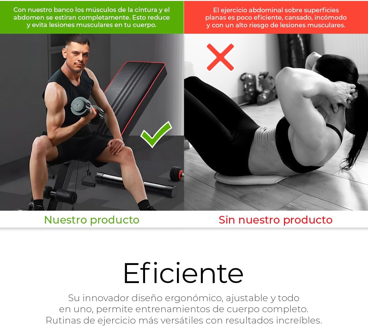 Banco de Pesas Ajustable Raganet 7 Posiciones – Plegable hasta 250 kg | Incluye 2 Ligas