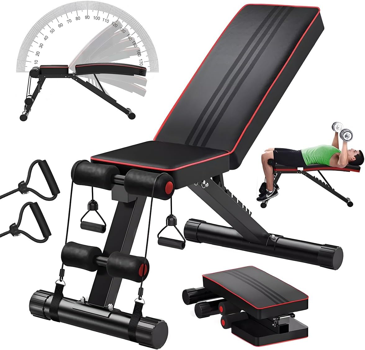 Banco de Pesas Ajustable Raganet 7 Posiciones – Plegable hasta 250 kg | Incluye 2 Ligas