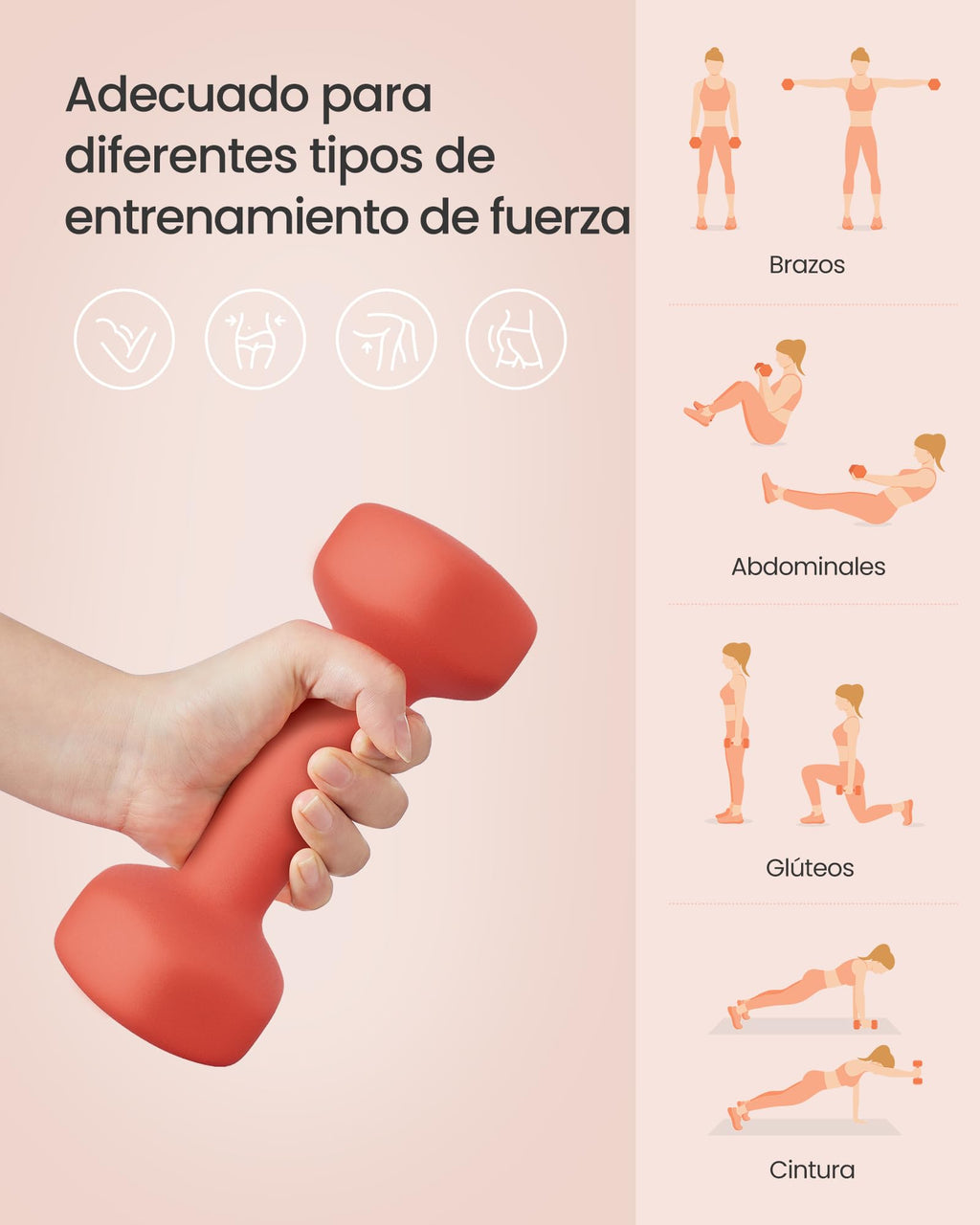 Set de 6 Mancuernas SONGMICS con Soporte – 1, 2 y 3 kg | Vinilo Antideslizante Premium