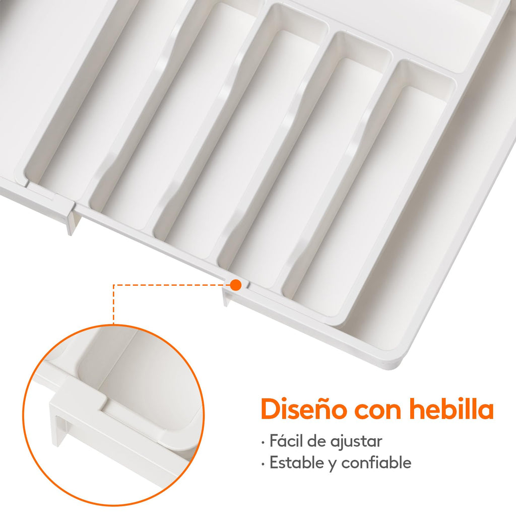 Lifewit Organizador de cubiertos, bandeja extensible para cubiertos, cubertero para cajón de cocina, organizador ajustable y compacto para cucharas, tenedores y cuchillos, grande, negro