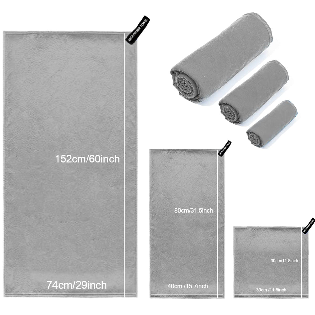 DQST Toalla Microfibra Secado Rápido 3 Pack, Toalla de Viaje Portatil