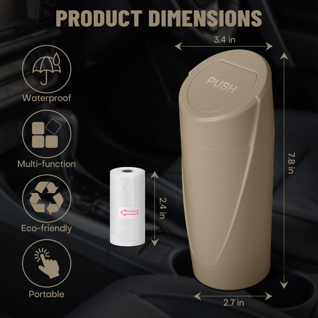 🚗 Bote de Basura para Coche con Tapa — Antiderrames + 20 Bolsas Incluidas