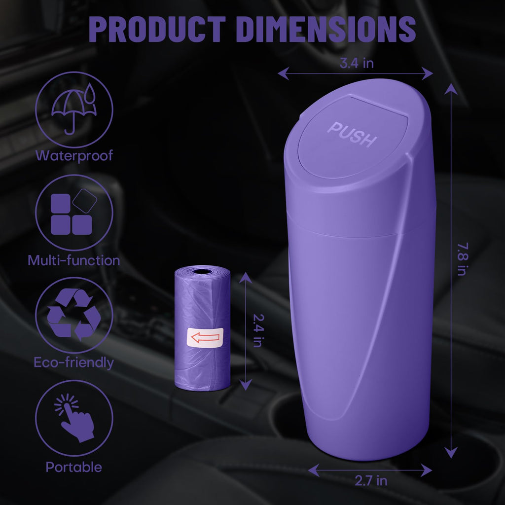 🚗 Bote de Basura para Coche con Tapa — Antiderrames + 20 Bolsas Incluidas