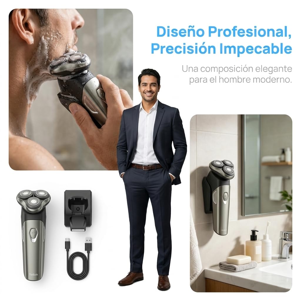 Afeitadora Eléctrica,Pantalla LED inteligente Shaver,Totalmente Lavable,Recortadora Barba Multifuncional para Barba, Nariz, Cabello