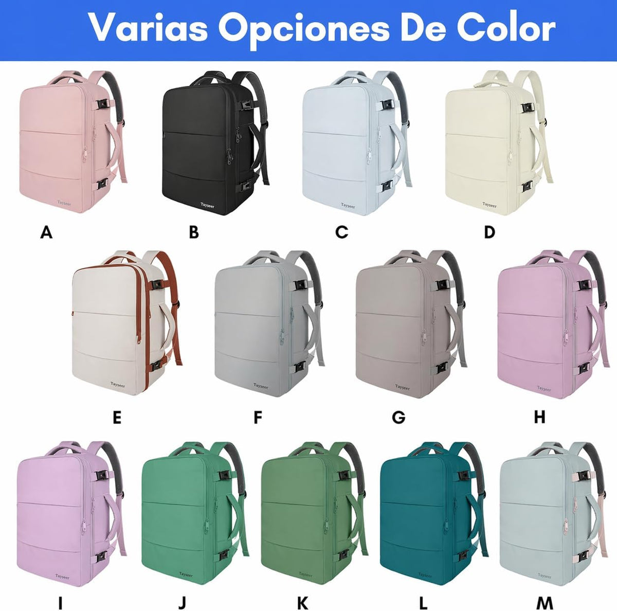 Mochila de viaje Taygeer de 35L, 10 kg para avión, para hombre y mujer, negra