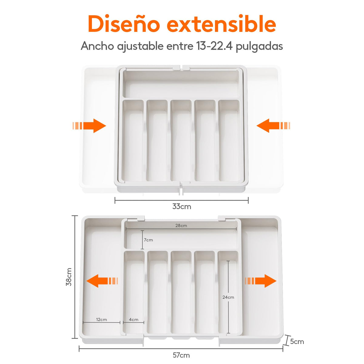 Lifewit Organizador de cubiertos, bandeja extensible para cubiertos, cubertero para cajón de cocina, organizador ajustable y compacto para cucharas, tenedores y cuchillos, grande, negro