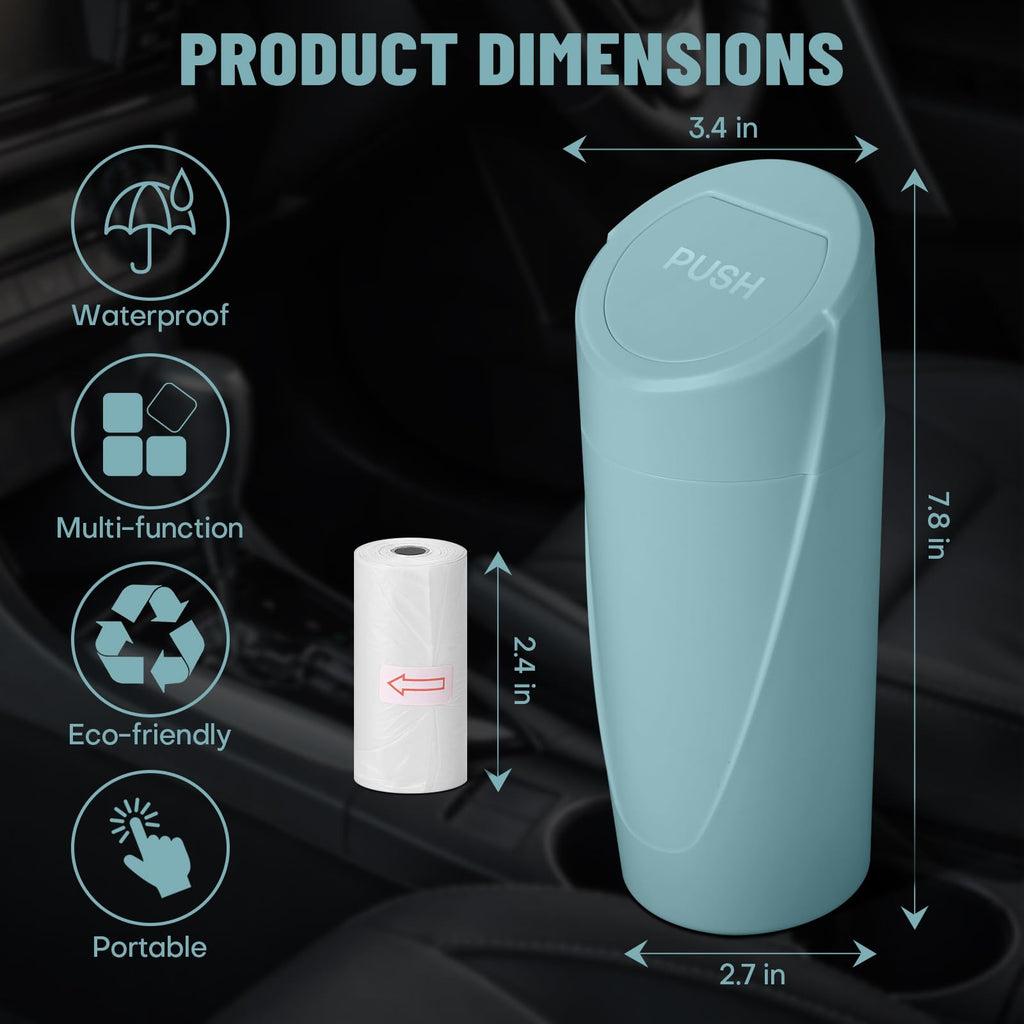 🚗 Bote de Basura para Coche con Tapa — Antiderrames + 20 Bolsas Incluidas