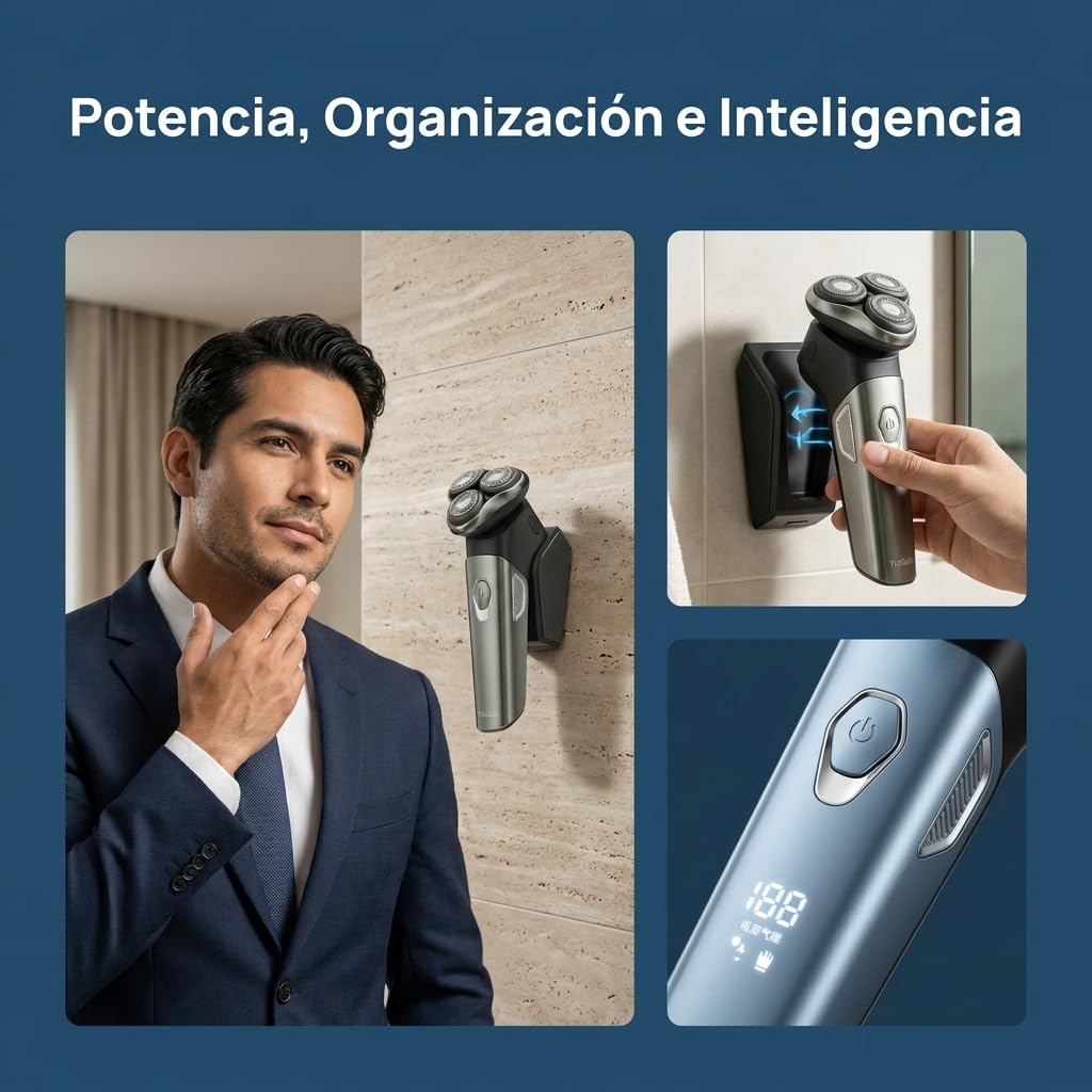 Afeitadora Eléctrica,Pantalla LED inteligente Shaver,Totalmente Lavable,Recortadora Barba Multifuncional para Barba, Nariz, Cabello