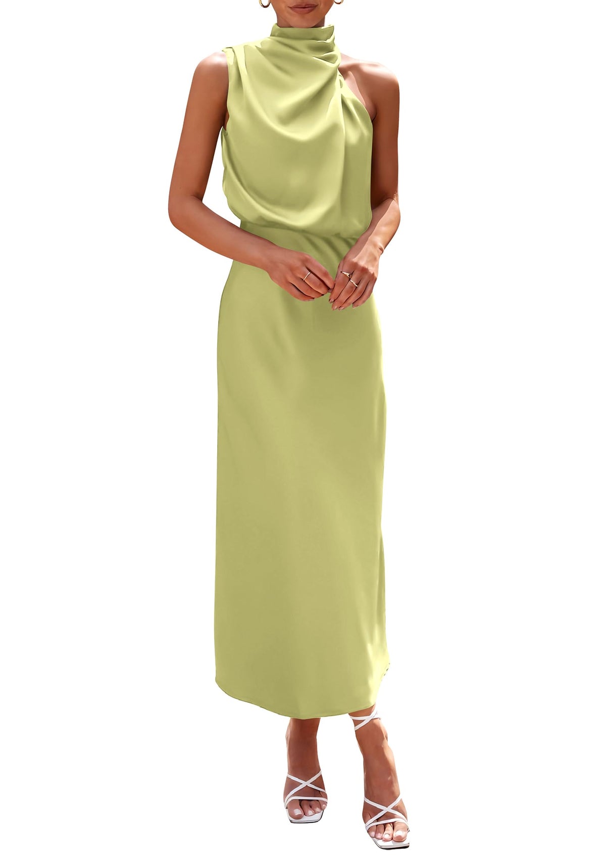 PRETTYGARDEN Vestido Largo De Satén De Cóctel Veraniego para Mujer