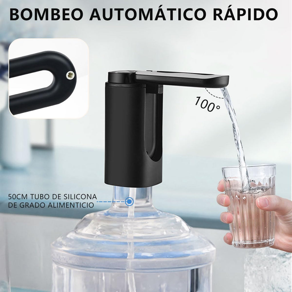 Dispensador de Agua Garrafón Plegable con 3 Modos y Luz LED, Bomba de Agua de Inalámbrica Recargable Portátil, Despachador de Agua Automático Rápido para Botellas de Galón de 4.5L a 20L
