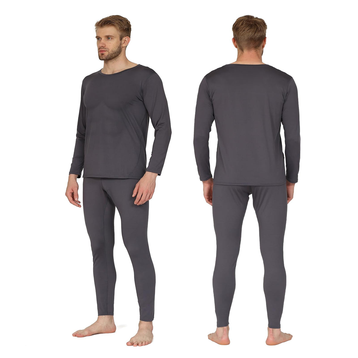 HEROBIKER - Ropa interior térmica ajustada de manga larga para hombres, esquí, invierno, caza, cálido, forro polar, conjunto de camiseta y pantalón