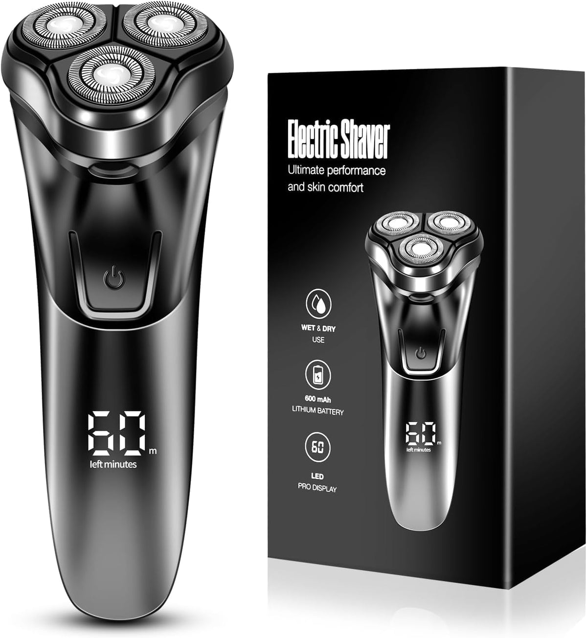 Afeitadora Eléctrica,Pantalla LED inteligente Shaver,Totalmente Lavable,Recortadora Barba Multifuncional para Barba, Nariz, Cabello