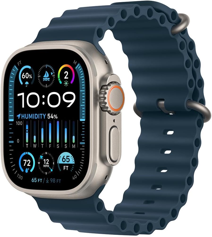 Apple Watch Ultra 2 (GPS + Cellular, 49 mm) - Caja de titanio con correa Ocean azul, talla única (Reacondicionado)