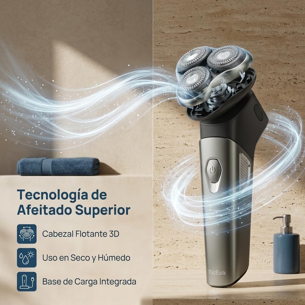 Afeitadora Eléctrica,Pantalla LED inteligente Shaver,Totalmente Lavable,Recortadora Barba Multifuncional para Barba, Nariz, Cabello