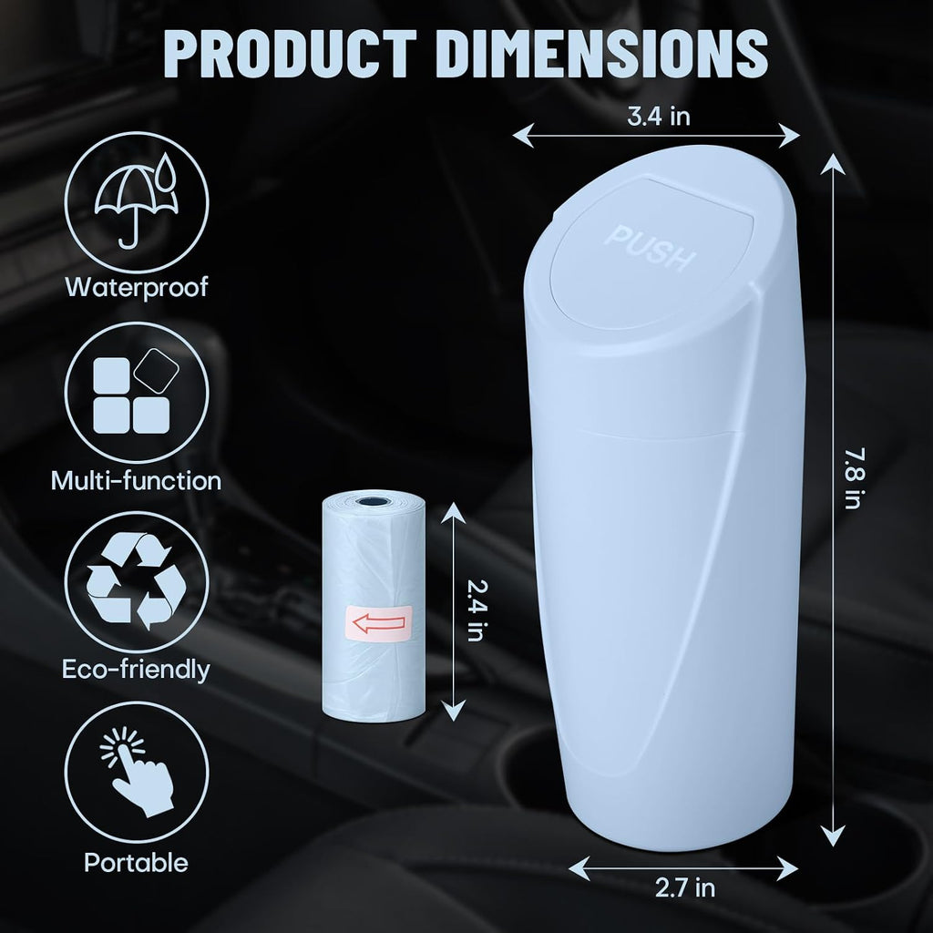 🚗 Bote de Basura para Coche con Tapa — Antiderrames + 20 Bolsas Incluidas