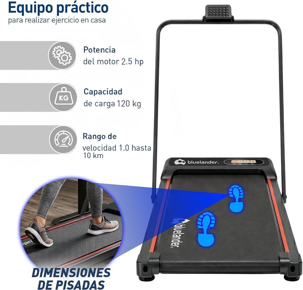Bluelander Caminadora Eléctrica, Walking Pad con Asa, 100*48*120 cm, 110 V, Pantalla Digital, Caminadora Plegable, 2.5 HP, Portátil, Ideal para Oficina, Hogar, Cinta para Caminar (Walking Pad con Asa)