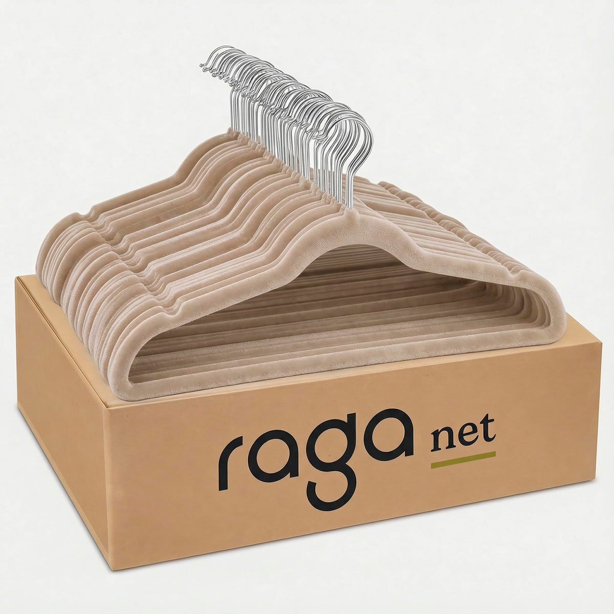 RagaBasics, Set de 50 Ganchos Metalicos Cubiertos con Terciopelo, Perchas de Alta Calidad, Gancho con Rotacion 360°, Ganchos Antideslizantes y Resistentes (Negro)