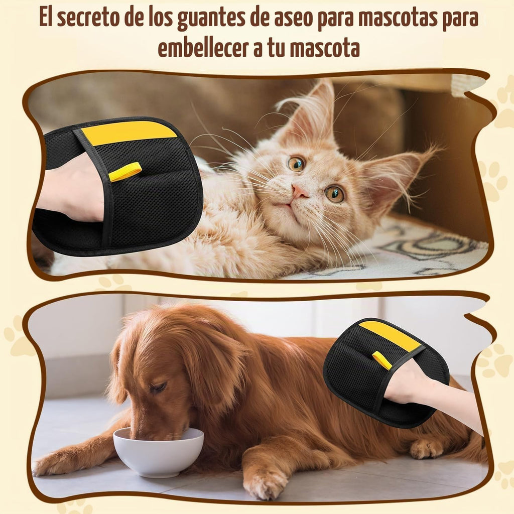 Guante de aseo para mascotas, guante quitapelo para perros y gatos - Mejorado, reutilizable y con electrostaticidad, eliminador de pelo para ropa, sofás, alfombras y asientos de coche (3 unidades)