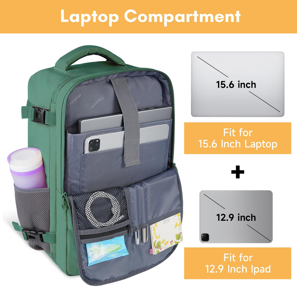 Mochila de viaje Taygeer de 35L, 10 kg para avión, para hombre y mujer, negra