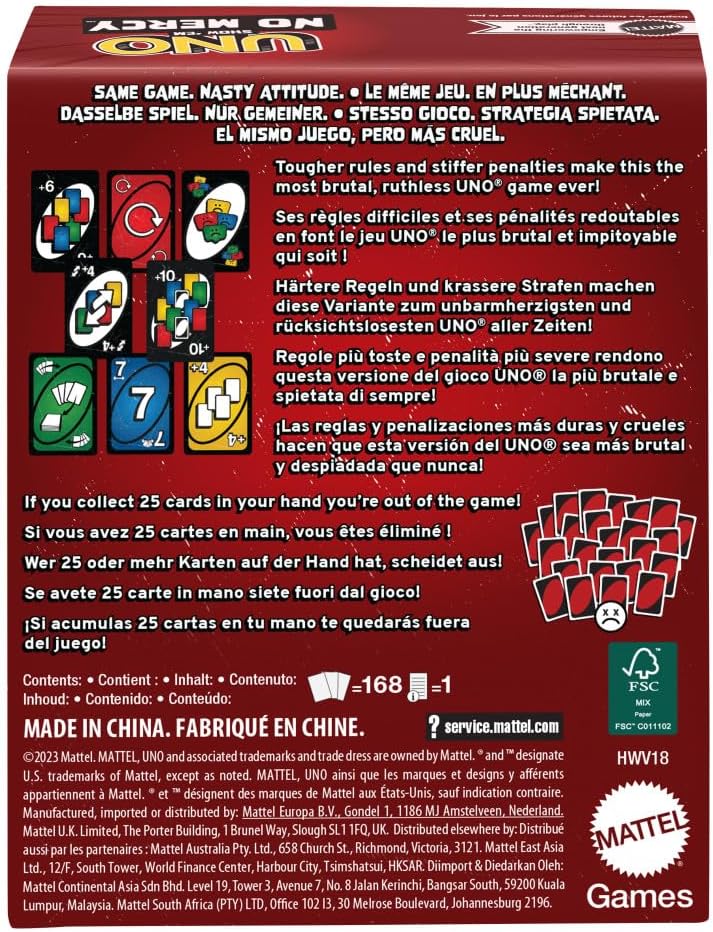 UNO No Mercy – El Juego de Cartas Más Extremo de Mattel | +7 Años