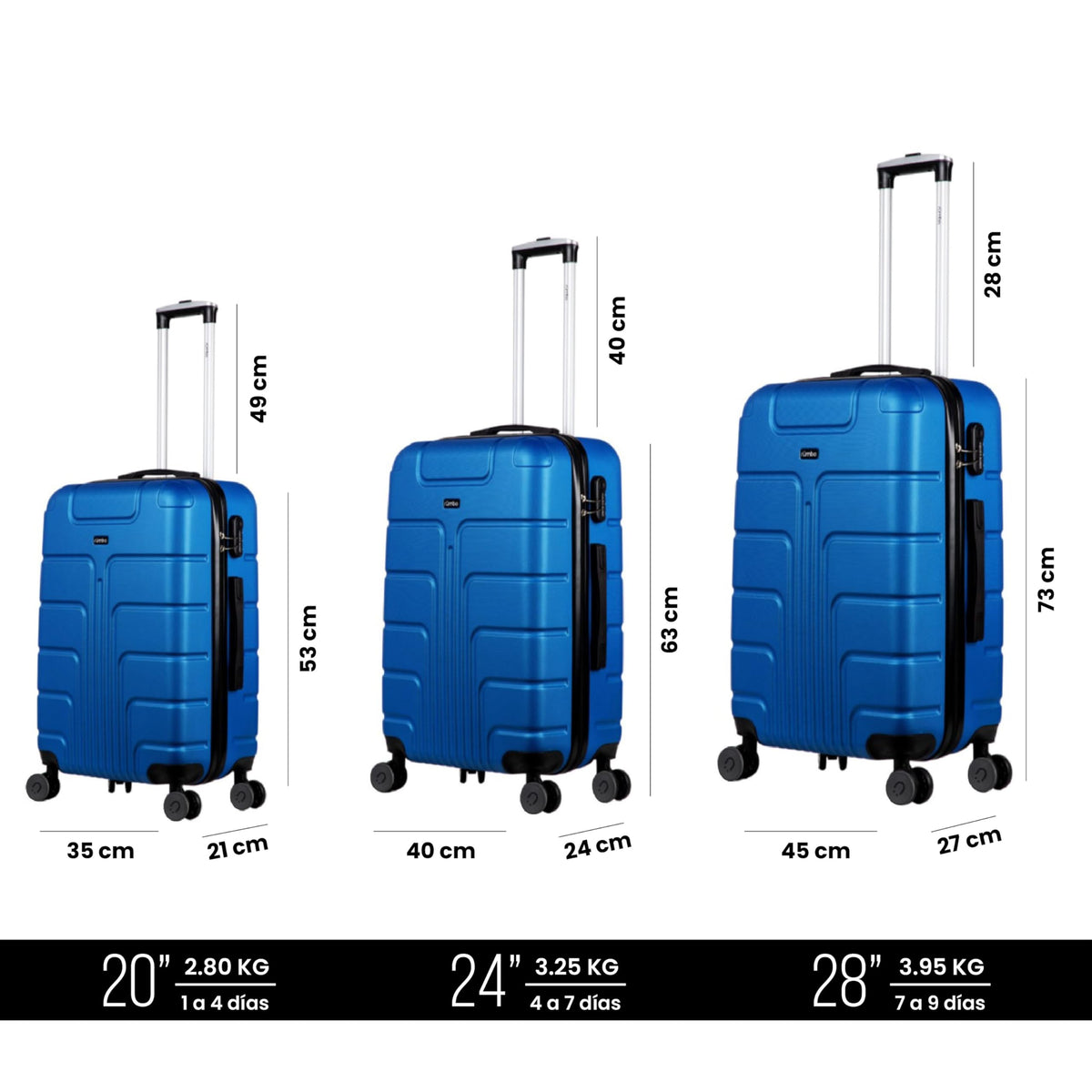 RUMBO Maleta de Cabina de 20 Pulgadas 55 × 40 × 25 con Candado