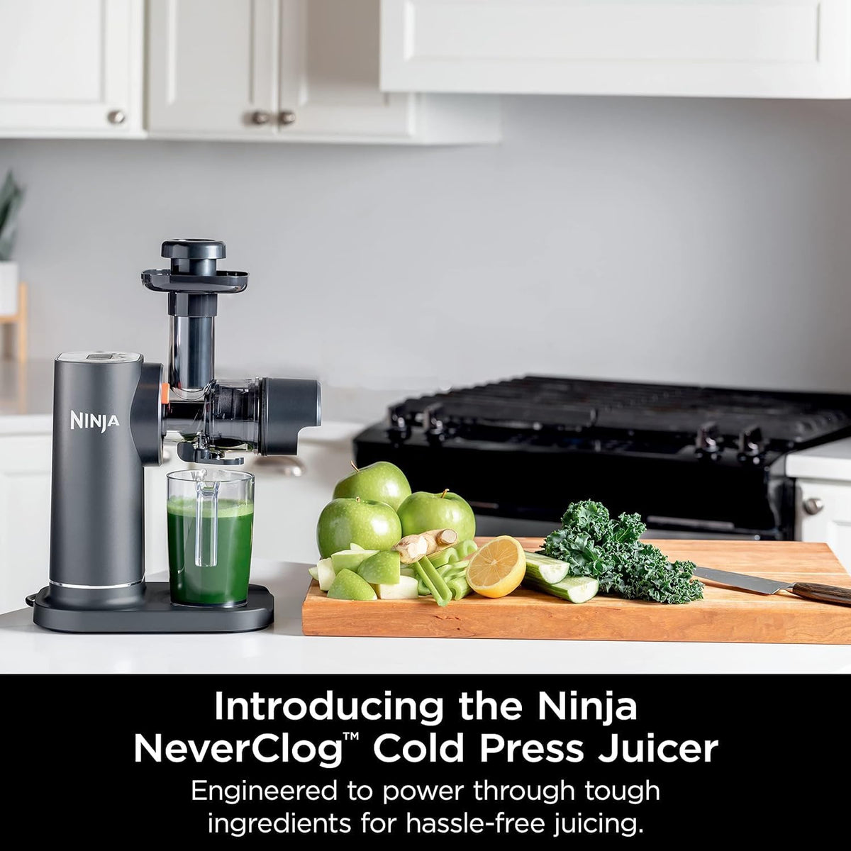 Ninja, Extractor de Jugos Prensado en Frío, Tecnología Neverclog y Antigoteo, 2 Filtros, 2 Programas, Jarra y Contenedor de Pulpa (Reacondicionado)