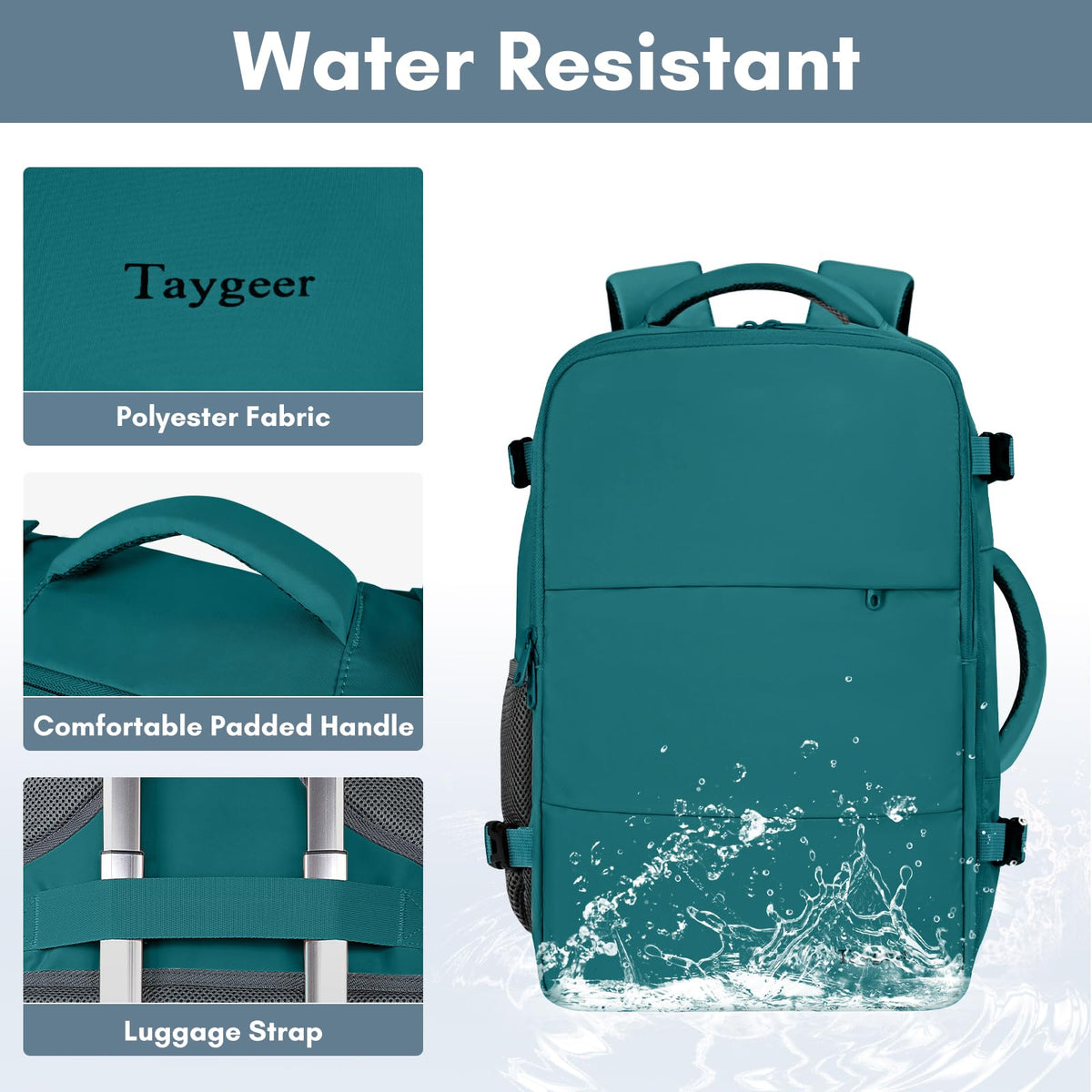 Mochila de viaje Taygeer de 35L, 10 kg para avión, para hombre y mujer, negra
