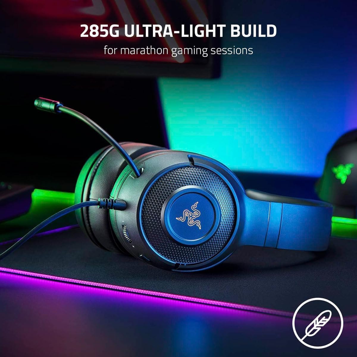 Razer Kraken V3 X - Auriculares para juegos con cable: sonido envolvente 7.1 - Controladores Triforce de 40 mm - Micrófono cardioide plegable HyperClear - Iluminación Chroma RGB - para PC - Negro
