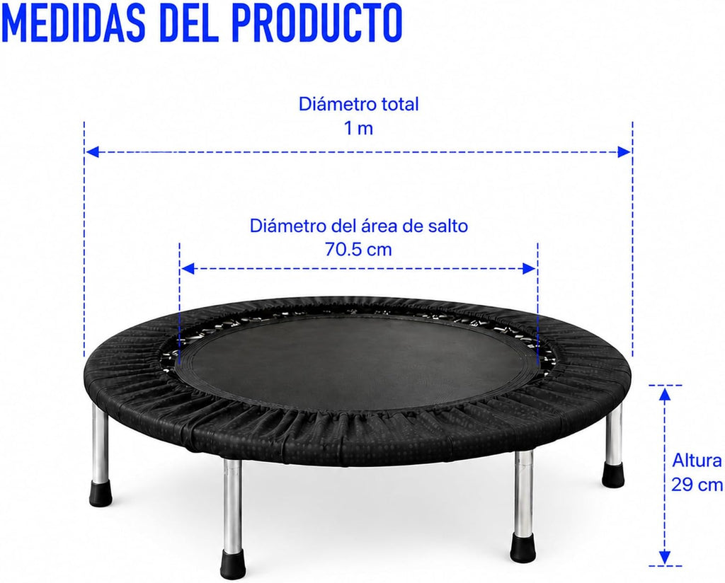Bluelander Trampolín Fitness, Mini Trampolín para Ejercicio en Casa, Brincolín para Ejercicio, Rebotador Deportivo, Estructura de Acero, Soporta 100 kg