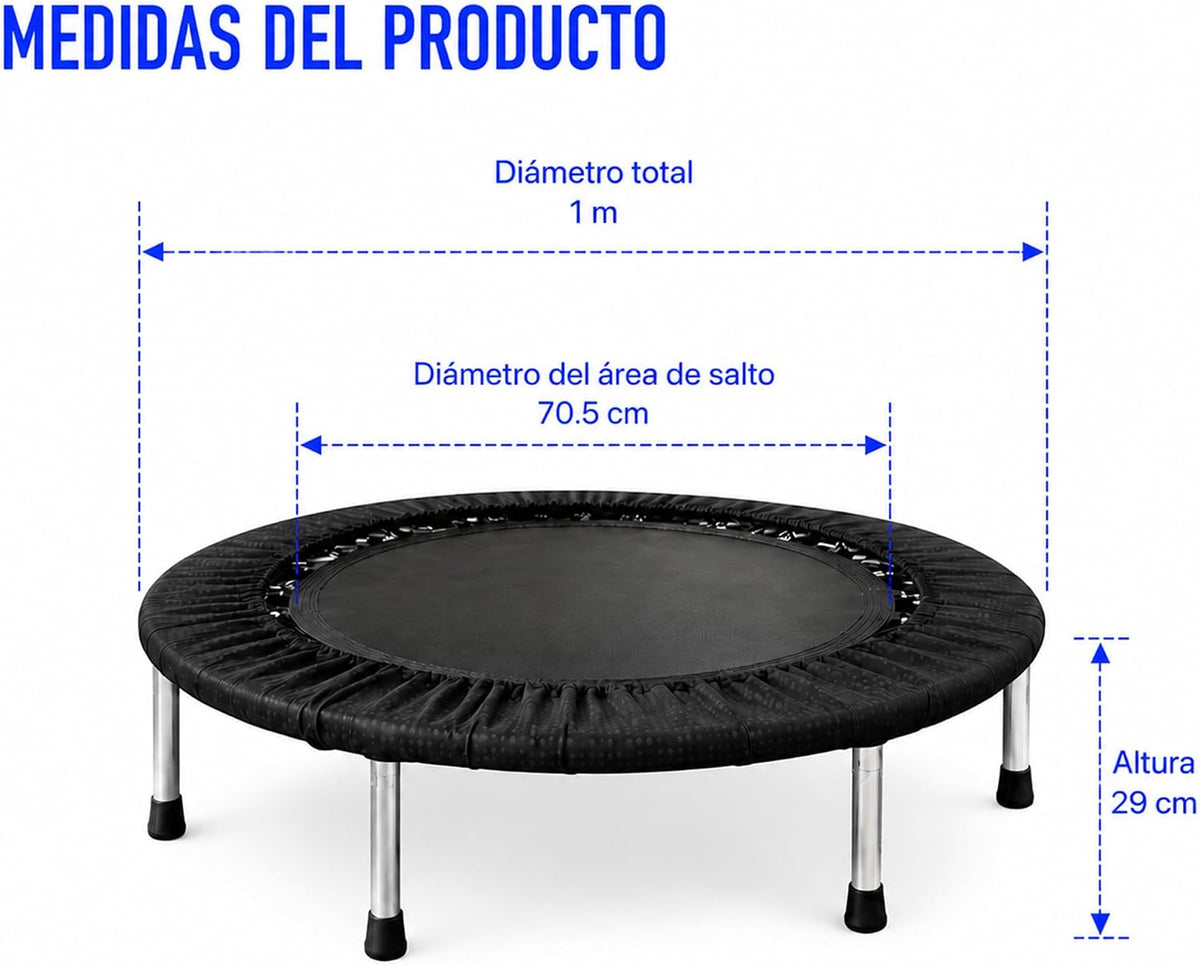 Bluelander Trampolín Fitness, Mini Trampolín para Ejercicio en Casa, Brincolín para Ejercicio, Rebotador Deportivo, Estructura de Acero, Soporta 100 kg