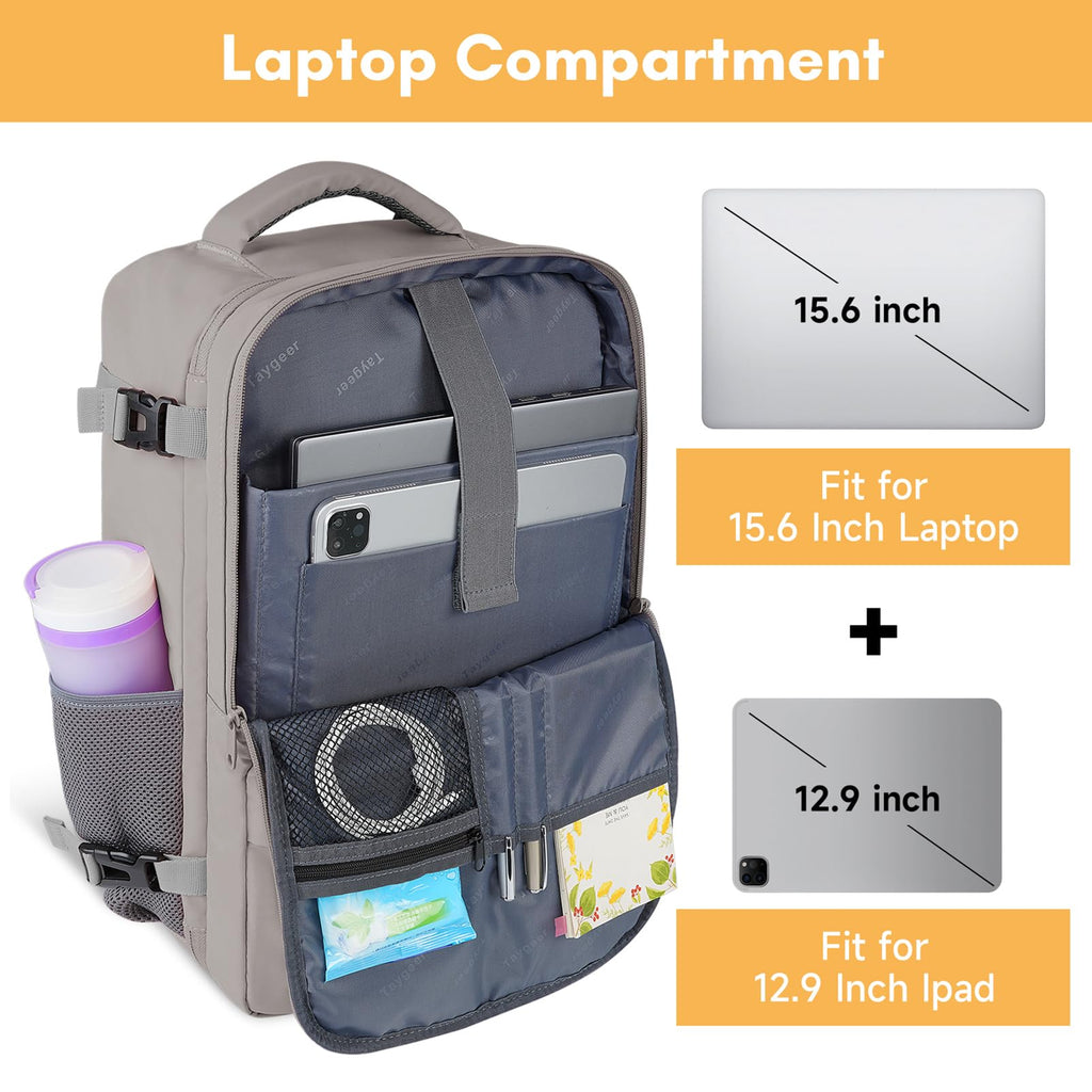 Mochila de viaje Taygeer de 35L, 10 kg para avión, para hombre y mujer, negra